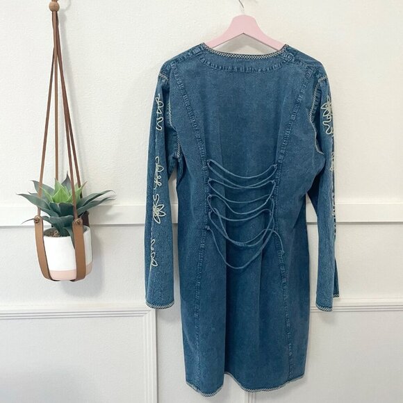 NWT Scully Cantina Collection Contrast Soutache Scoop Neck Dress Blue Size 2XL - Picture 8 of 8